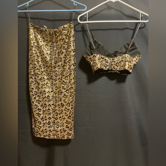 Sequined leopard print pencil skirt matching set - Picture 2 of 5